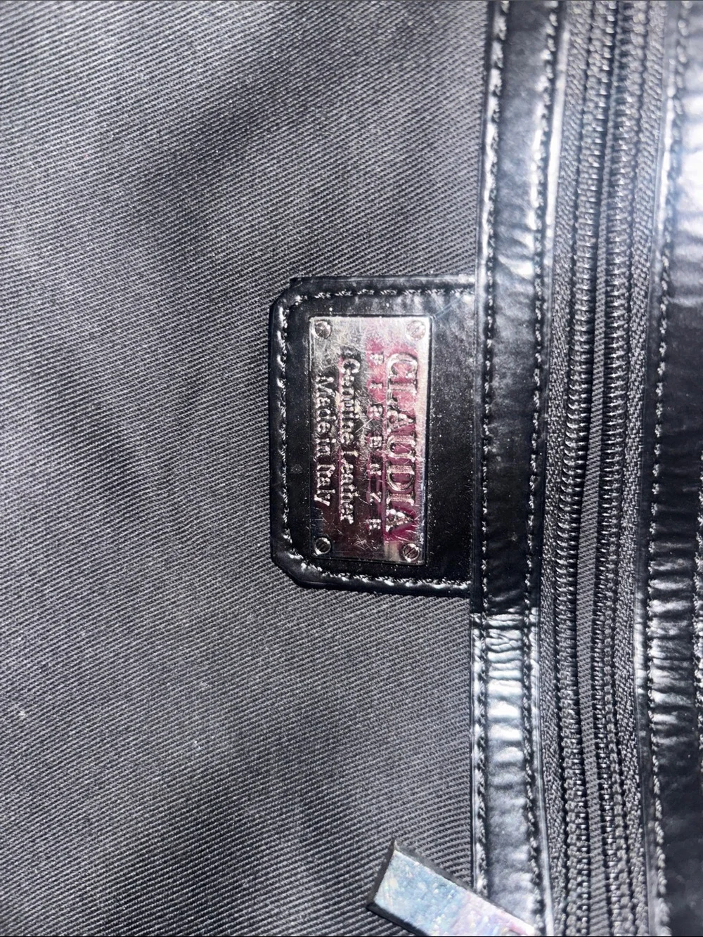 Gray Croc-Texture Tote Bag with Black Handles